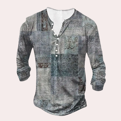 Men's Sweater – Regular Fit – Cotton Blend – Patch Look – Button Neck – Everyday Use