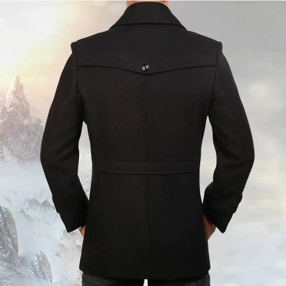 Herre Peacoat - Dobbeltspent Ullblanding - Skreddersydd Passform - Notch Slag