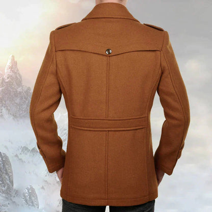 Herre Peacoat - Dobbeltspent Ullblanding - Skreddersydd Passform - Notch Slag