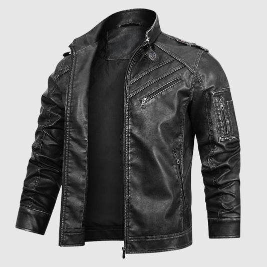 Louie Regular Fit Biker Jacket | Zip Front Biker Jacket