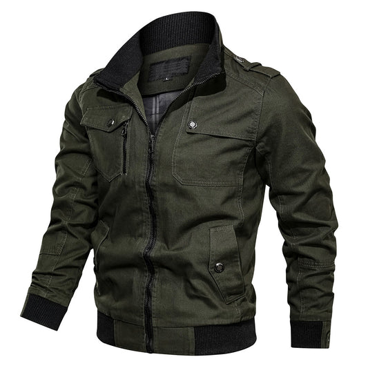 Men's Bomber Jacket – Regular Fit – Bomber Design with Ribbed Edges and Epaulettes – Multiple Pockets