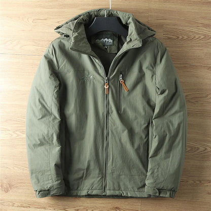 Men's Jacket – Standard Fit – Water-Repellent – Fleece-Lined – Hood – Zipper Pockets
