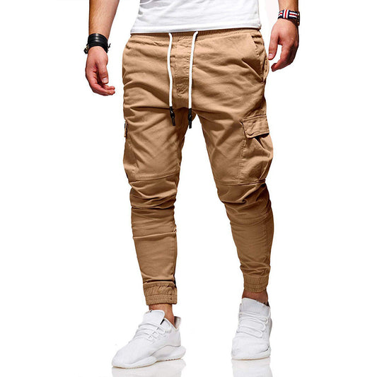 Men's Pants – Cargo Pants Slim Fit – Elastic Waist – Ribbed Cuffs – Multi-pocket Design