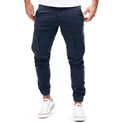 Men's Pants – Cargo Pants Slim Fit – Elastic Waist – Ribbed Cuffs – Multi-pocket Design