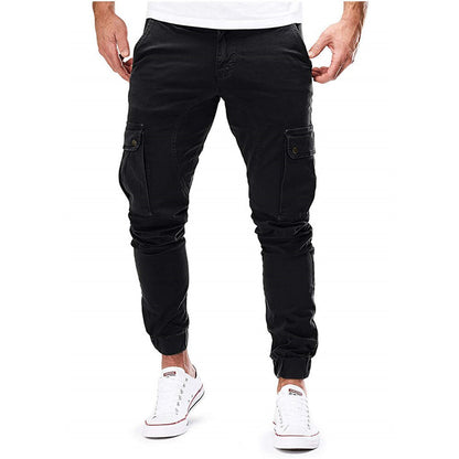 Men's Pants – Cargo Pants Slim Fit – Elastic Waist – Ribbed Cuffs – Multi-pocket Design