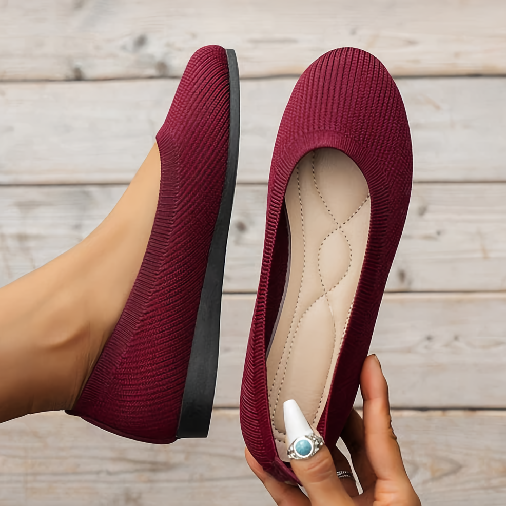 Women's Ballet Flats – Knitted Upper – Breathable and Flexible – Cushioned Sole