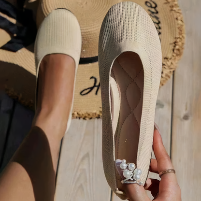 Women's Ballet Flats – Knitted Upper – Breathable and Flexible – Cushioned Sole