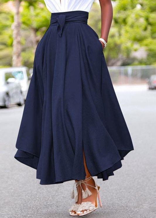 Women's A-line Skirt – Midi Length – Waist Belt – Breathable Material – Back Zipper