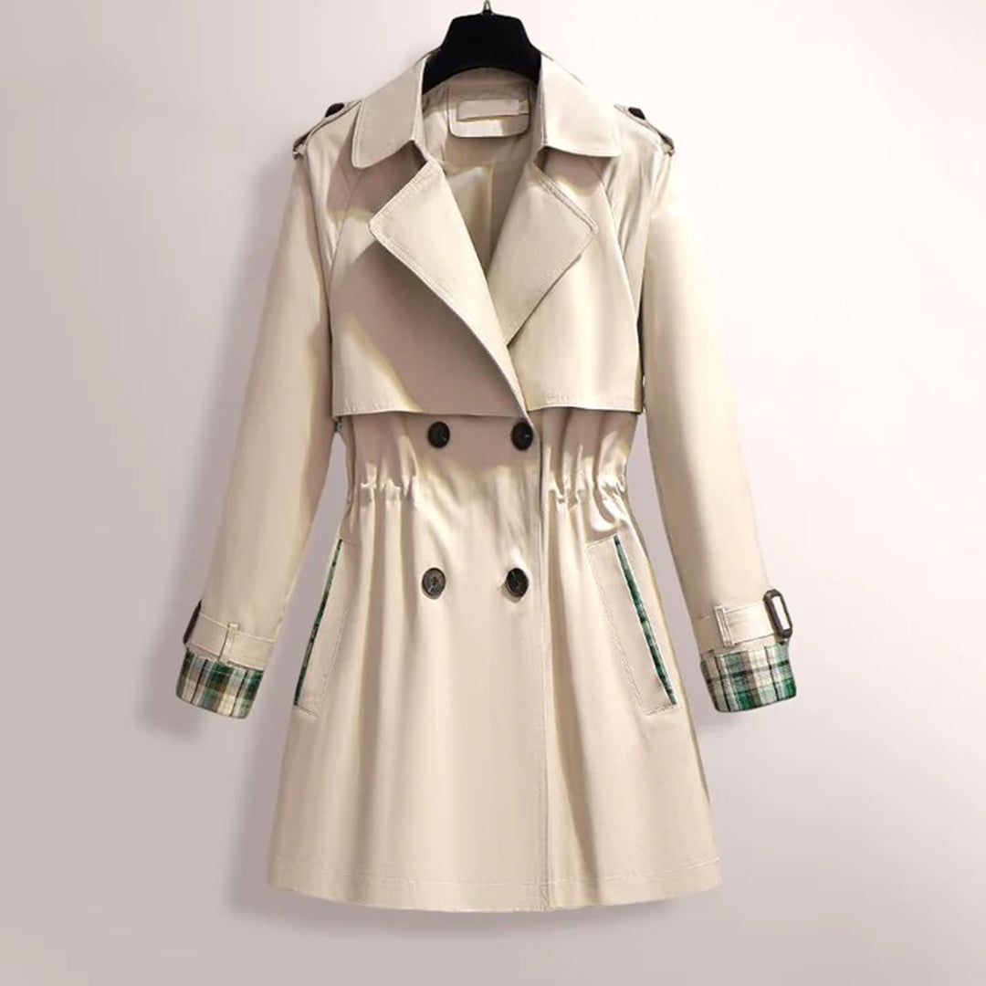 Women's Trench Coat – Tailored Fit – Double-Breasted – Belt and Check Lining