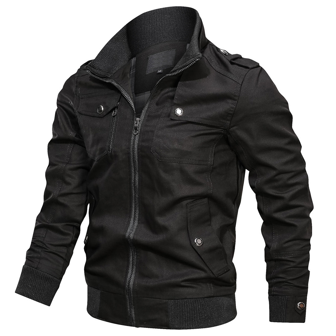 Men's Bomber Jacket – Regular Fit – Bomber Design with Ribbed Edges and Epaulettes – Multiple Pockets