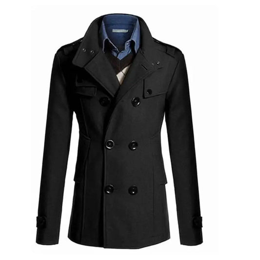Men's Coat – Wool Blend – Double-Breasted – Formal Fit – Epaulettes
