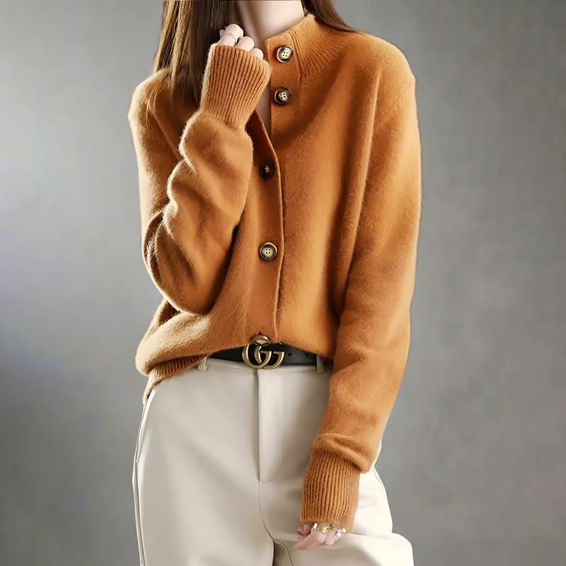 Isabella Relaxed Fit Cardigan | High Collar Cardigan