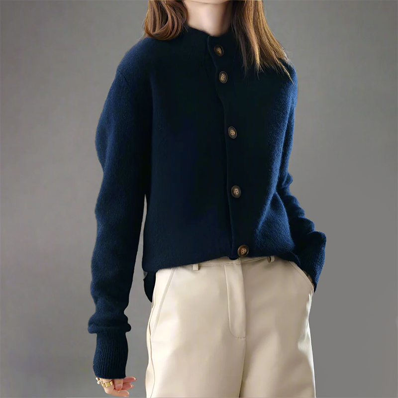 Isabella Relaxed Fit Cardigan | High Collar Cardigan