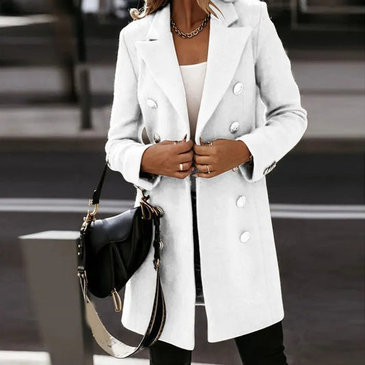 Women's Blazer – Tailored Fit – Double-Breasted – Luxurious Fabric – Mid-Length