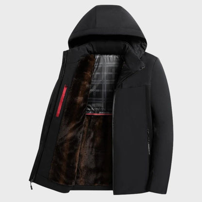 Men's Jacket – Waterproof – Fur Lined – Hood – Zipper Closure – Relaxed Fit