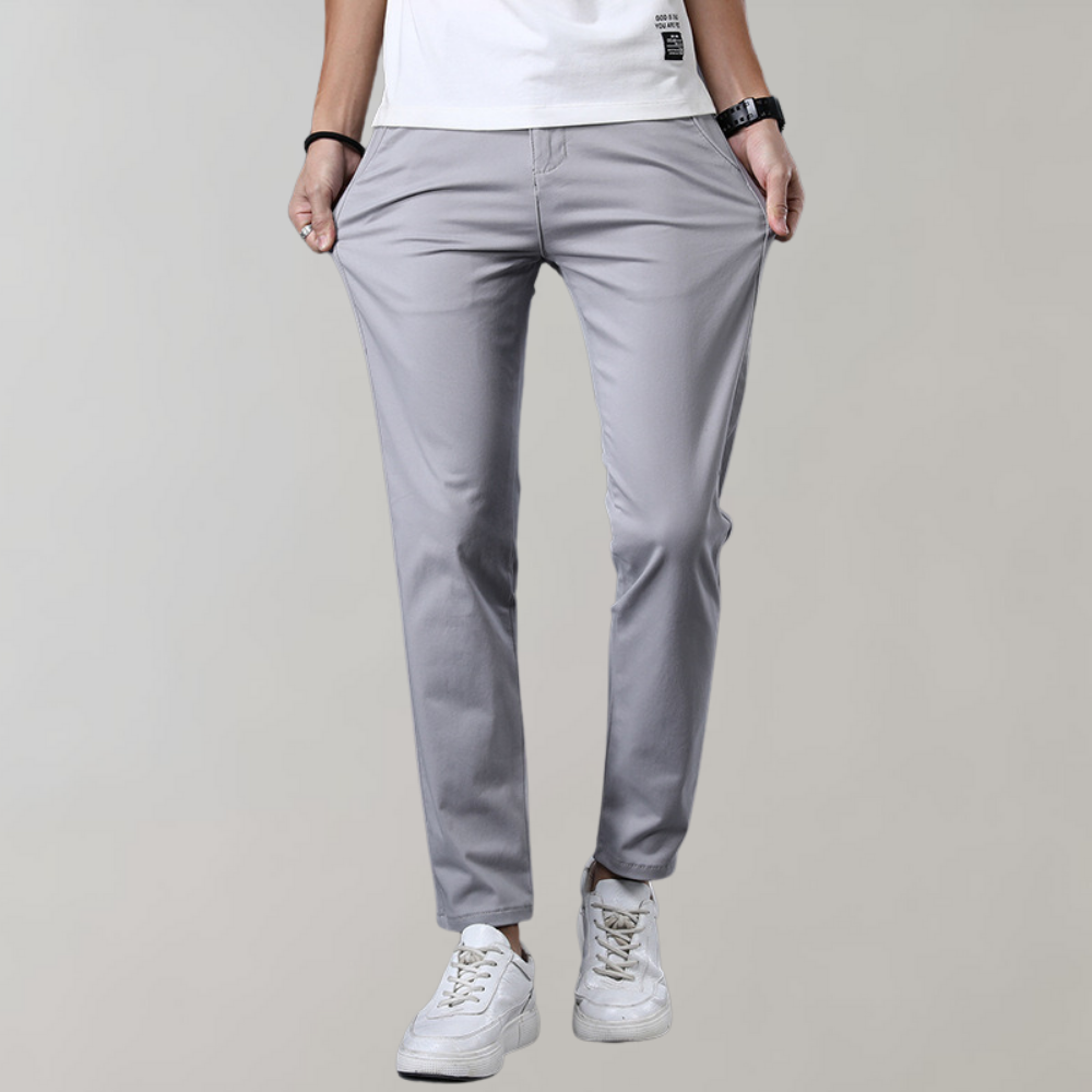 Men's Chinos – Slim Fit – Cotton Blend – Flat Front – Business Casual Style