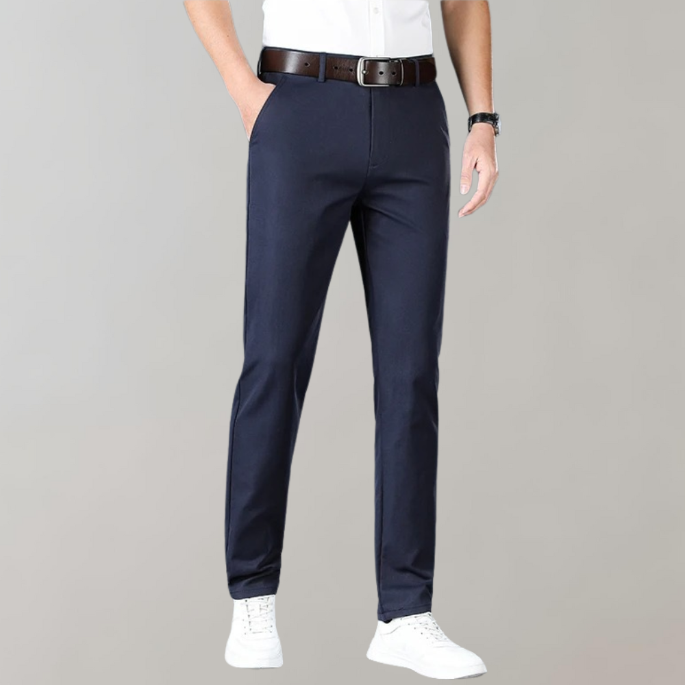 Men's Chinos – Slim Fit – Cotton Blend – Flat Front – Business Casual Style
