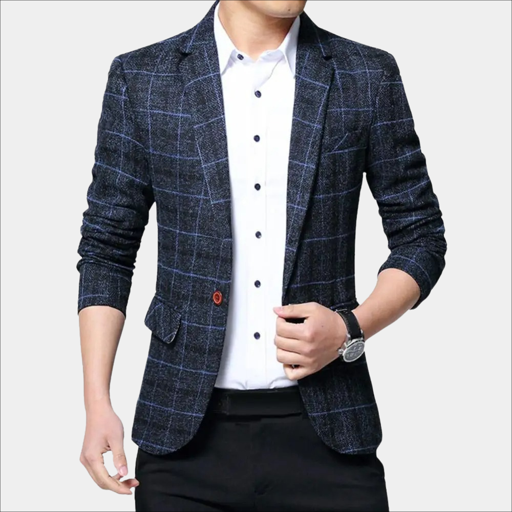 Men's Blazer – Slim Fit – Check Pattern – Lightly Textured Fabric – Formal Style