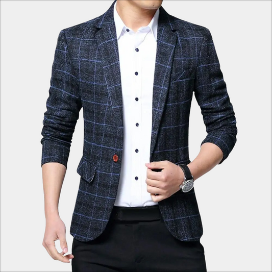 Men's Blazer – Slim Fit – Check Pattern – Lightly Textured Fabric – Formal Style
