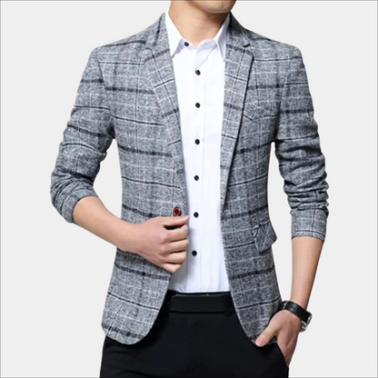 Men's Blazer – Slim Fit – Check Pattern – Lightly Textured Fabric – Formal Style