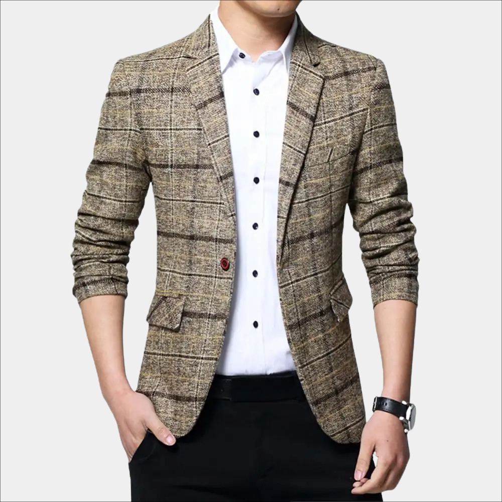 Men's Blazer – Slim Fit – Check Pattern – Lightly Textured Fabric – Formal Style