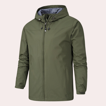 Men's Windbreaker – Lightweight – Regular Fit – Waterproof – With Hood and Zipper