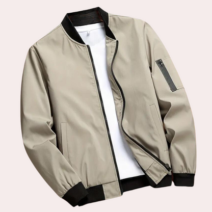 Men's Bomber Jacket – Light Fabric – Relaxed Fit – Zipper Pocket – Ribbed Edge