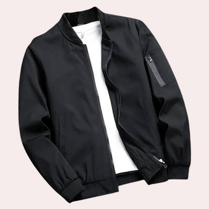 Men's Bomber Jacket – Light Fabric – Relaxed Fit – Zipper Pocket – Ribbed Edge