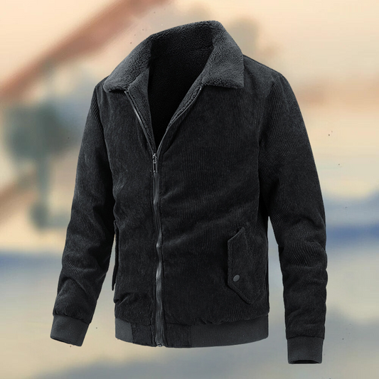 Men's Jacket – Corduroy – Relaxed Fit – Zipper – Classic Collar – Flap Pockets