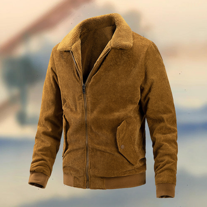 Men's Jacket – Corduroy – Relaxed Fit – Zipper – Classic Collar – Flap Pockets