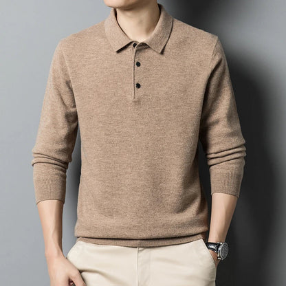 Men's Sweater with Polo Collar – Wool Blend – Regular Fit – Ribbed Edges – Three Buttons