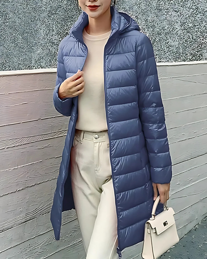 Women’s Puffer Jacket - Quilted - Lightweight - Slim Fit - Mid-Length - Hooded