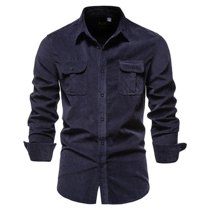 Men's Shirt – Regular Fit – Textured Corduroy – Buttons and Chest Pockets