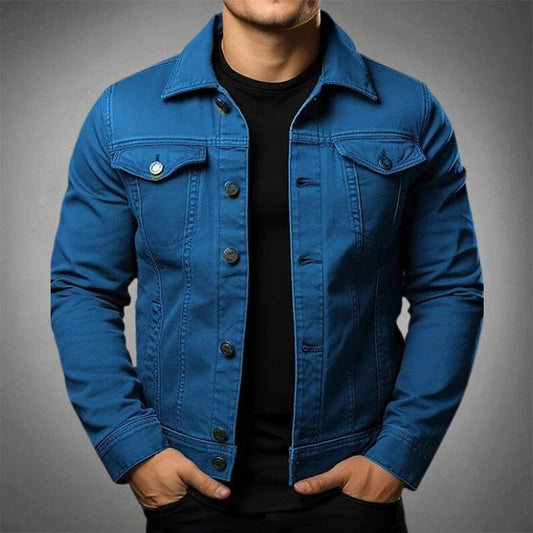 Men's Denim Jacket – Slim Fit – Breathable Textured Fabric – Button Front