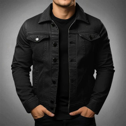 Men's Denim Jacket – Slim Fit – Breathable Textured Fabric – Button Front