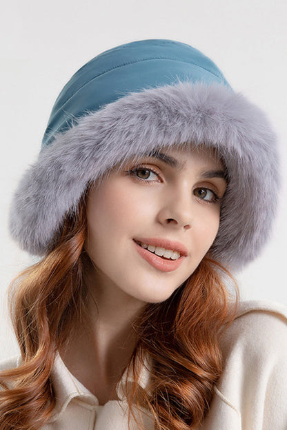 Bianca Fur Trim Bucket Hat | Solid Winter Bucket Hat
