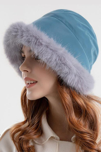 Bianca Fur Trim Bucket Hat | Solid Winter Bucket Hat