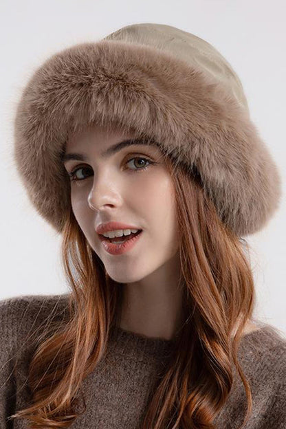 Bianca Fur Trim Bucket Hat | Solid Winter Bucket Hat