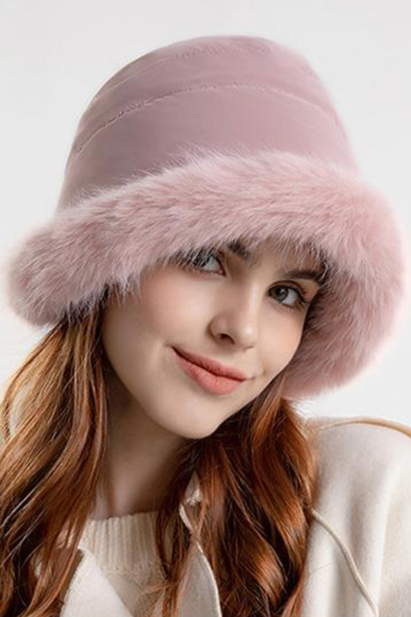 Bianca Fur Trim Bucket Hat | Solid Winter Bucket Hat