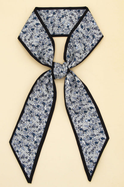 Laura Long Scarf | Floral Print, Contrasting Trim Scarf