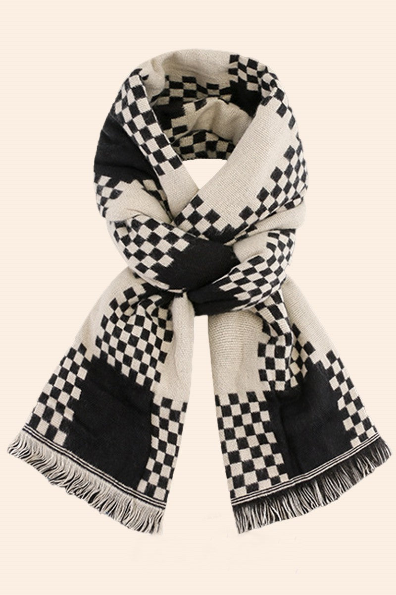 Ella Checkered Knit Scarf | Color-Matching Winter Wrap
