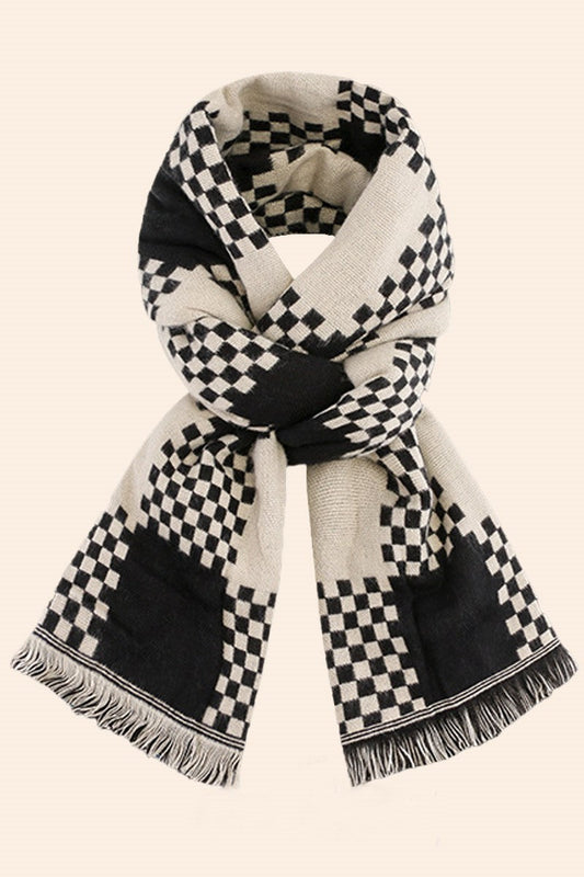 Ella Checkered Knit Scarf | Color-Matching Winter Wrap