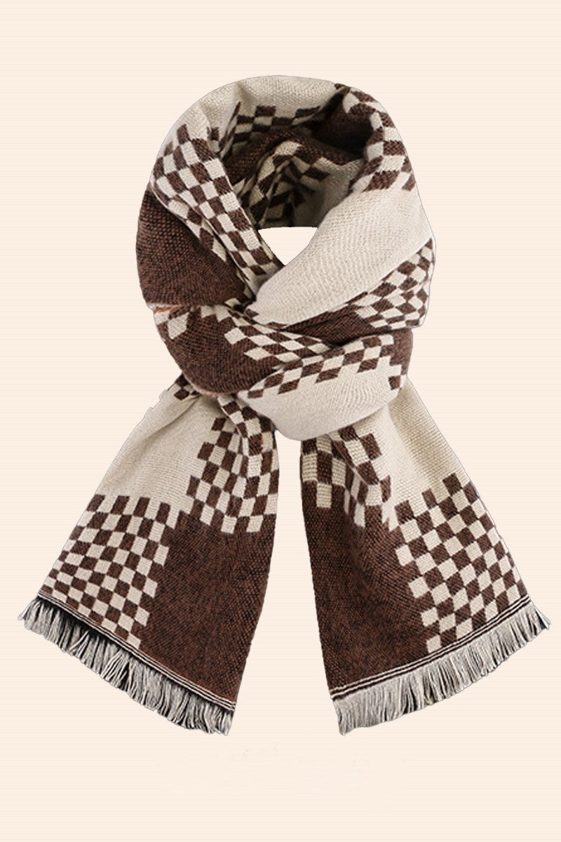 Ella Checkered Knit Scarf | Color-Matching Winter Wrap