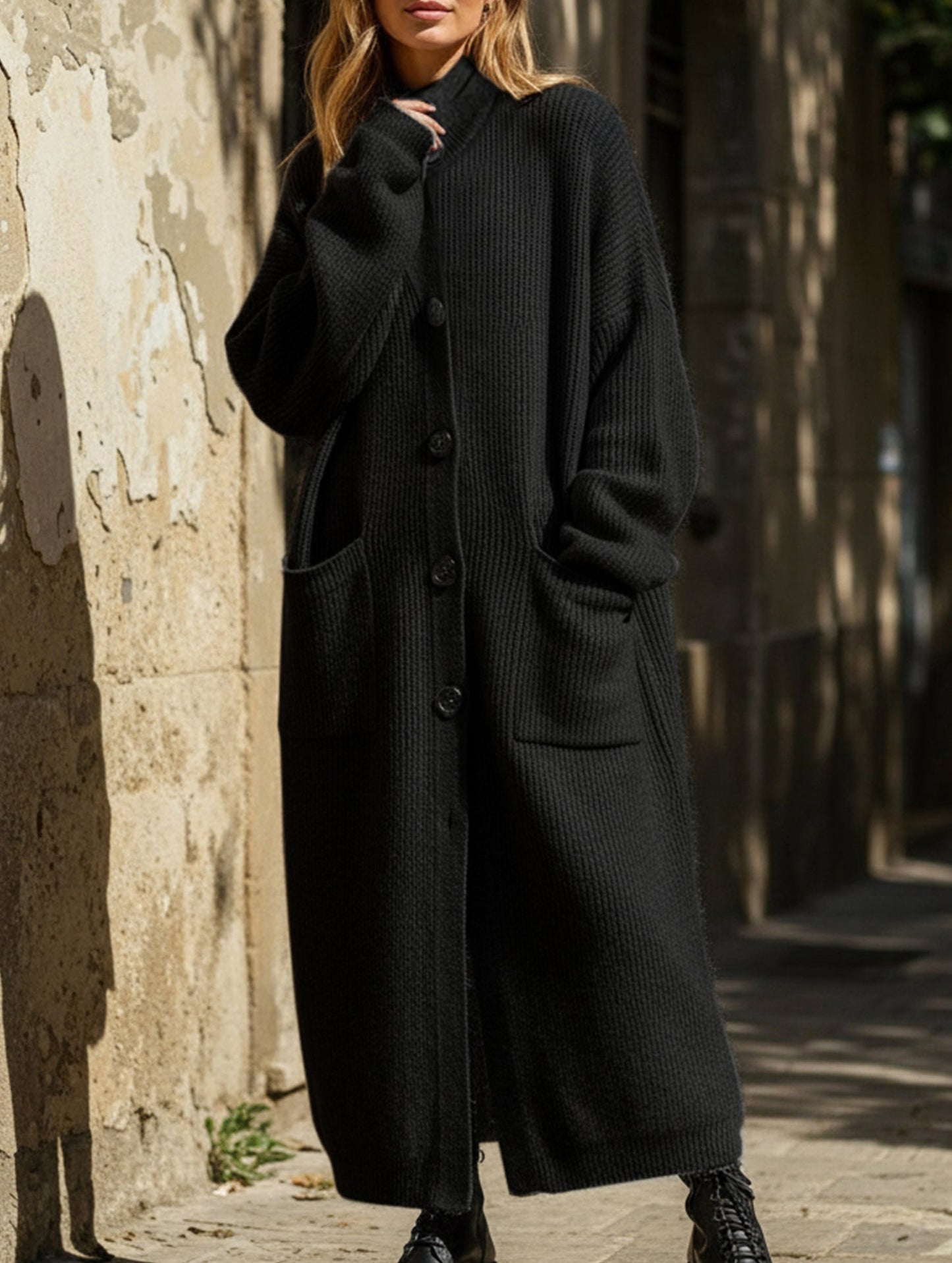 Bianca Oversized Cardigan | Button Front, Patch Pockets Cardigan