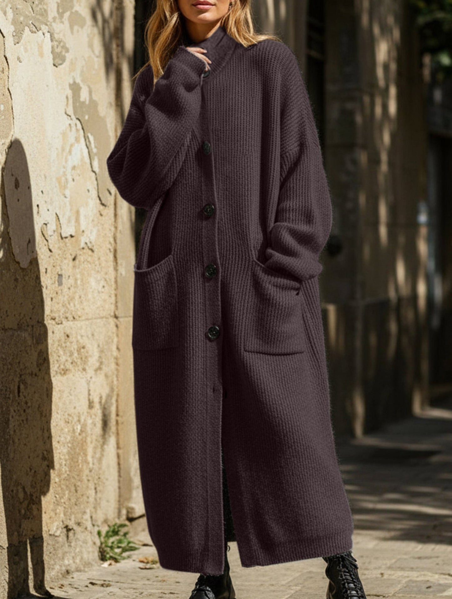 Bianca Oversized Cardigan | Button Front, Patch Pockets Cardigan