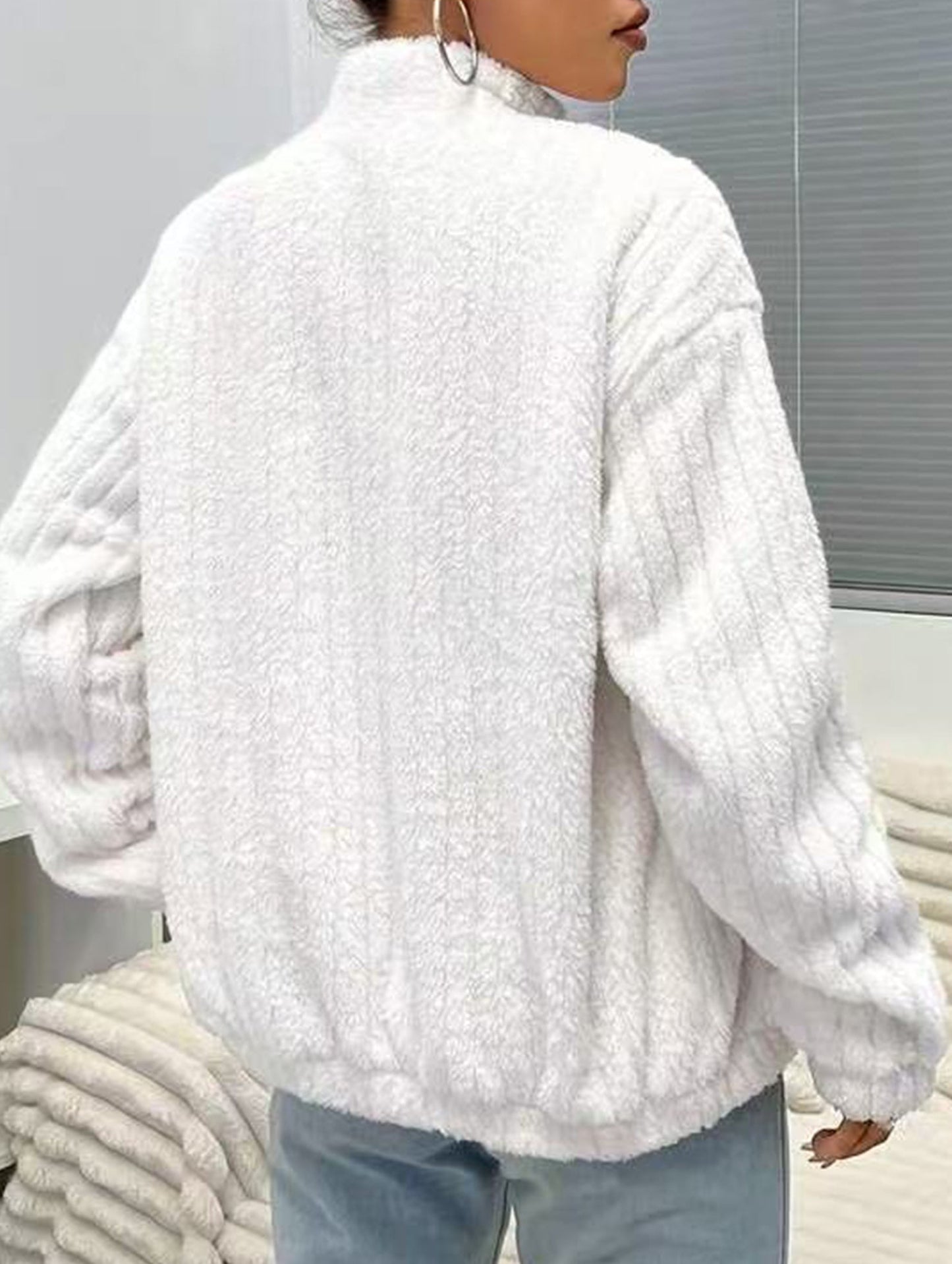 Rosa Relaxed Fit Zip-Up Cardigan | Mock Neck Cardigan