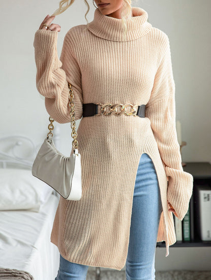Sophie Tunic Turtleneck Sweater | Belted Turtleneck Sweater