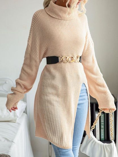 Sophie Tunic Turtleneck Sweater | Belted Turtleneck Sweater