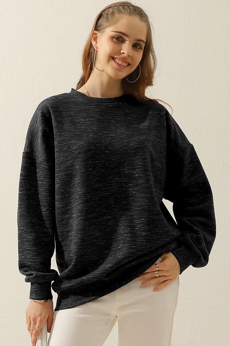 Lucia Relaxed Fit Sweatshirt | Heathered Crewneck Sweatshirt