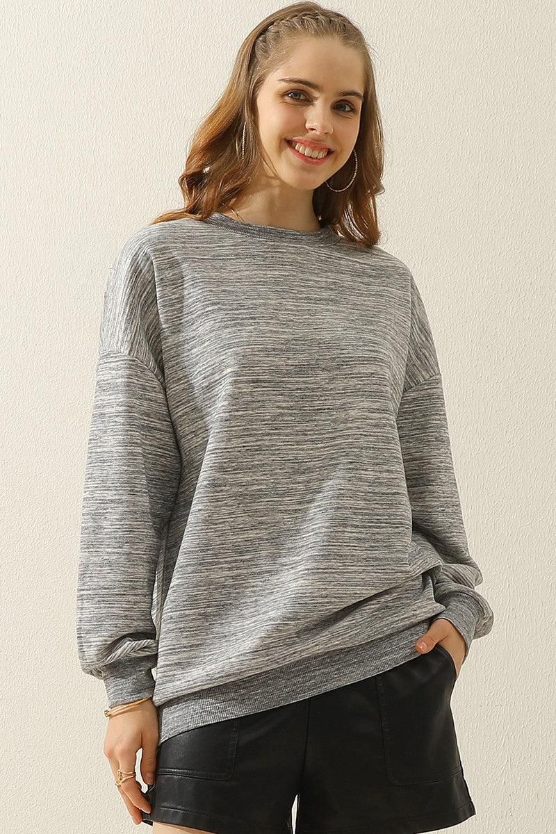 Lucia Relaxed Fit Sweatshirt | Heathered Crewneck Sweatshirt